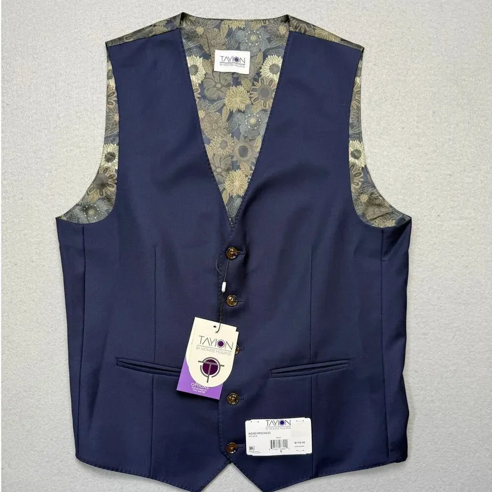 Tayion Collection Men's Classic-Fit Solid Suit Separate Vest - Navy small $115
